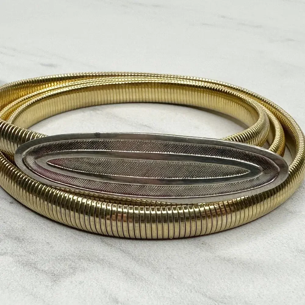 Womens Vintage Gold Tone Coil Stretch Cinch Belt ✨